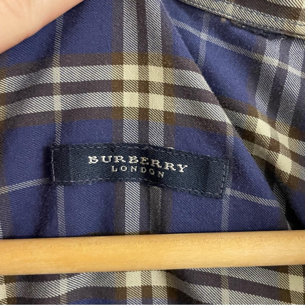 Burberry Blue and Yellow Plaid Dress Shirt - Picture 5 of 8